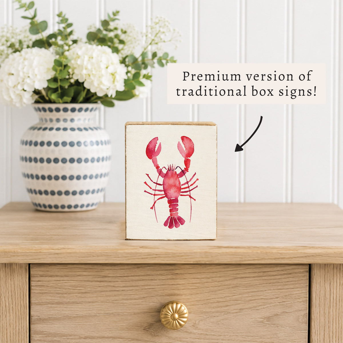 Lobster Watercolor Block Sign