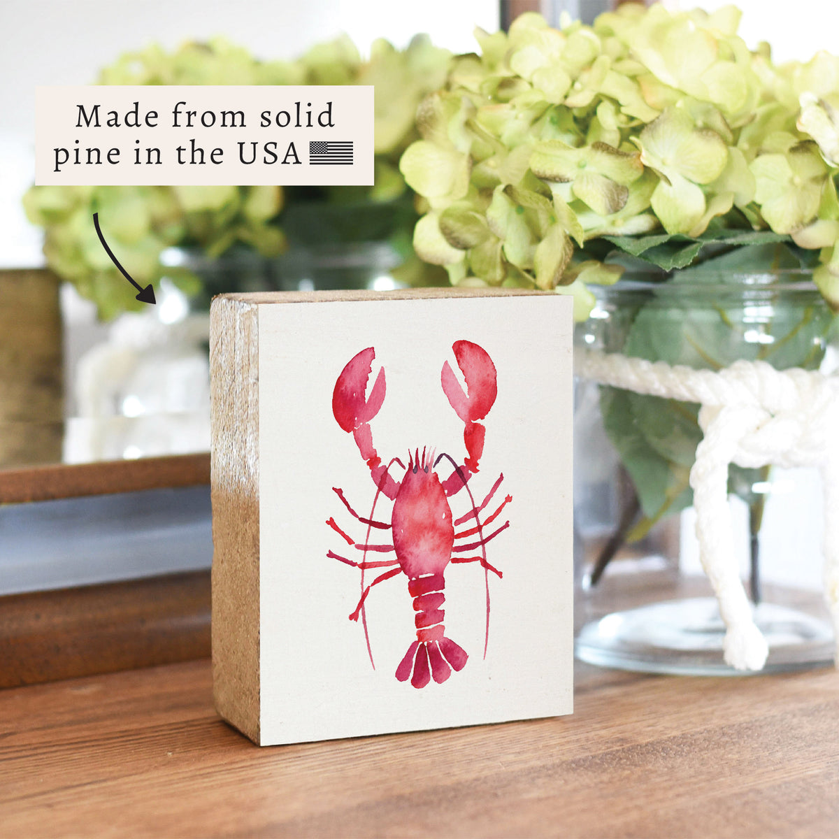 Lobster Watercolor Block Sign