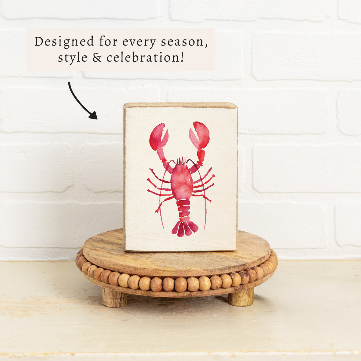 Lobster Watercolor Block Sign