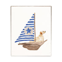 Sailboat + Golden Dog Block Sign