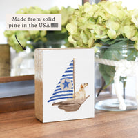 Sailboat + Golden Dog Block Sign