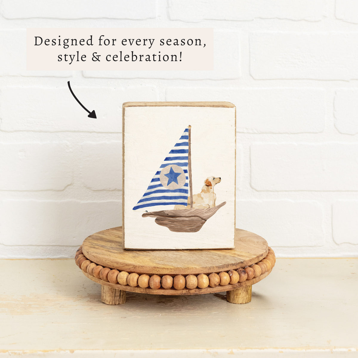Sailboat + Golden Dog Block Sign
