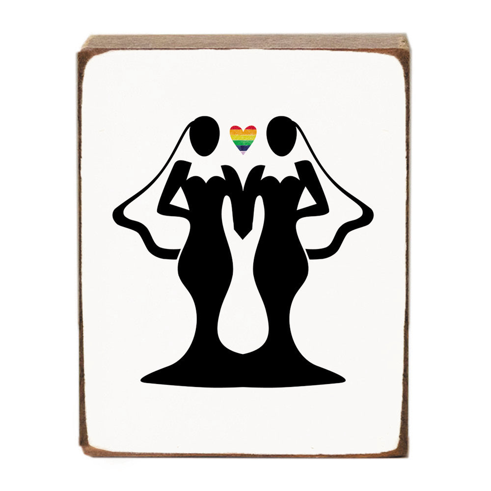 Brides Rainbow Heart Block Sign