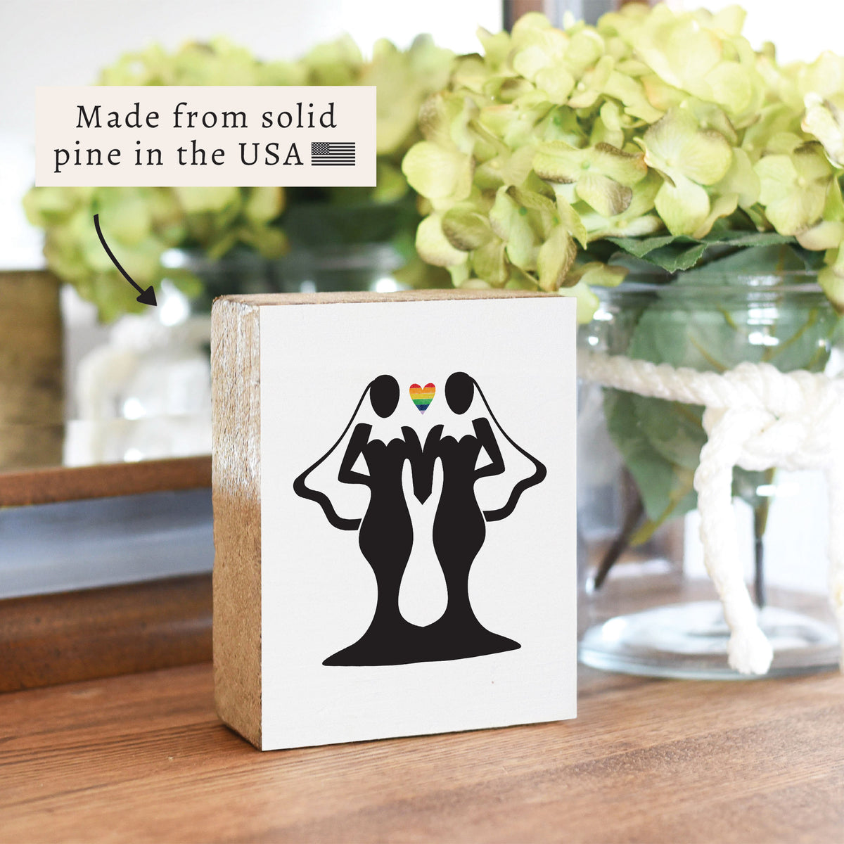 Brides Rainbow Heart Block Sign