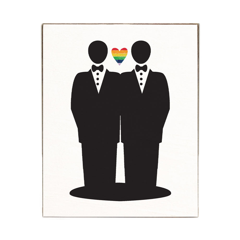 Grooms Rainbow Heart Block Sign