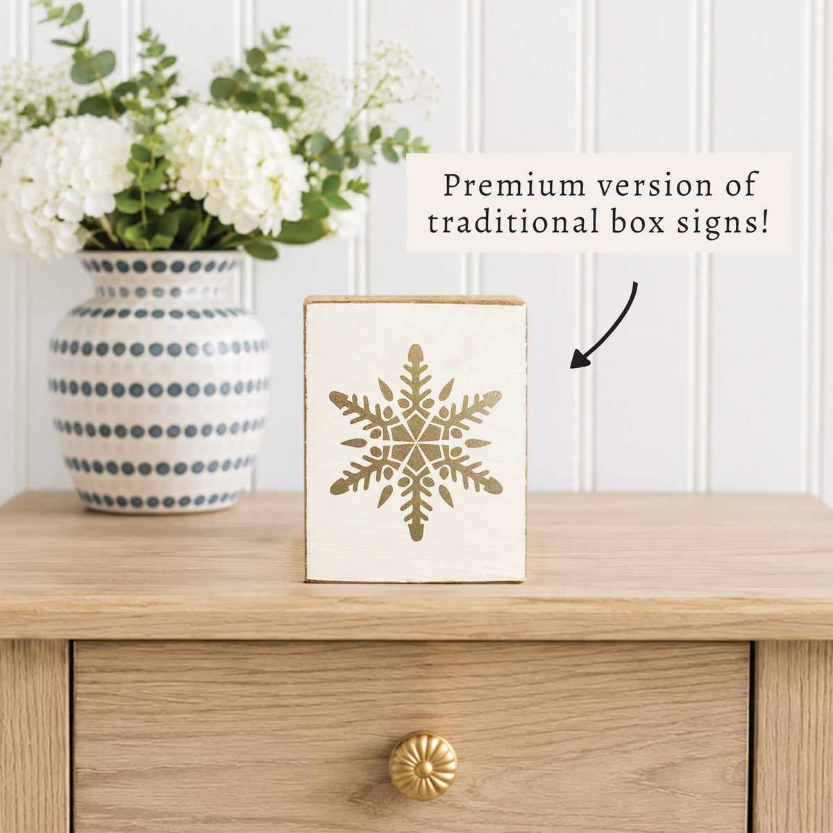 Gold Snowflake Block Sign