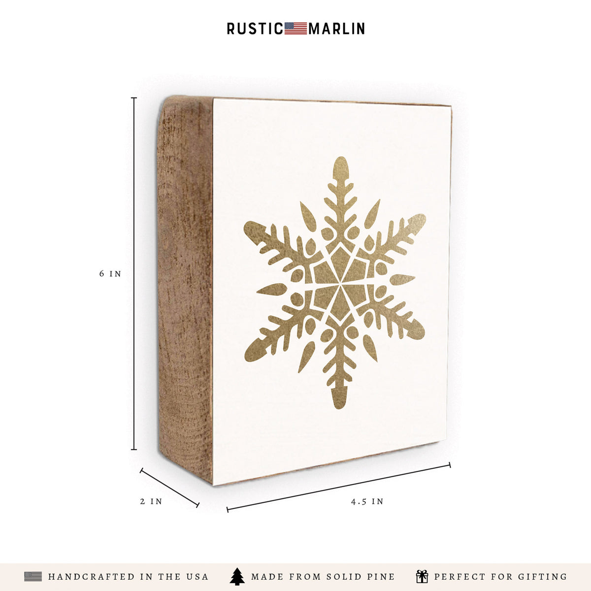 Gold Snowflake Block Sign