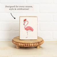 Flamingo Santa Block Sign