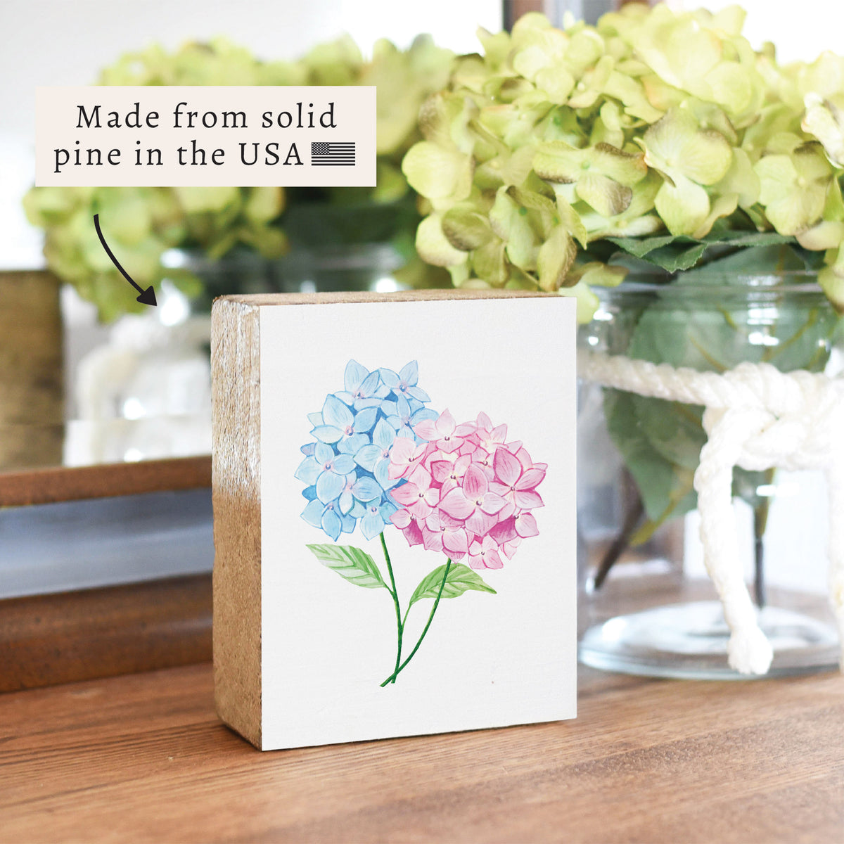 Pastel Hydrangea Block Sign