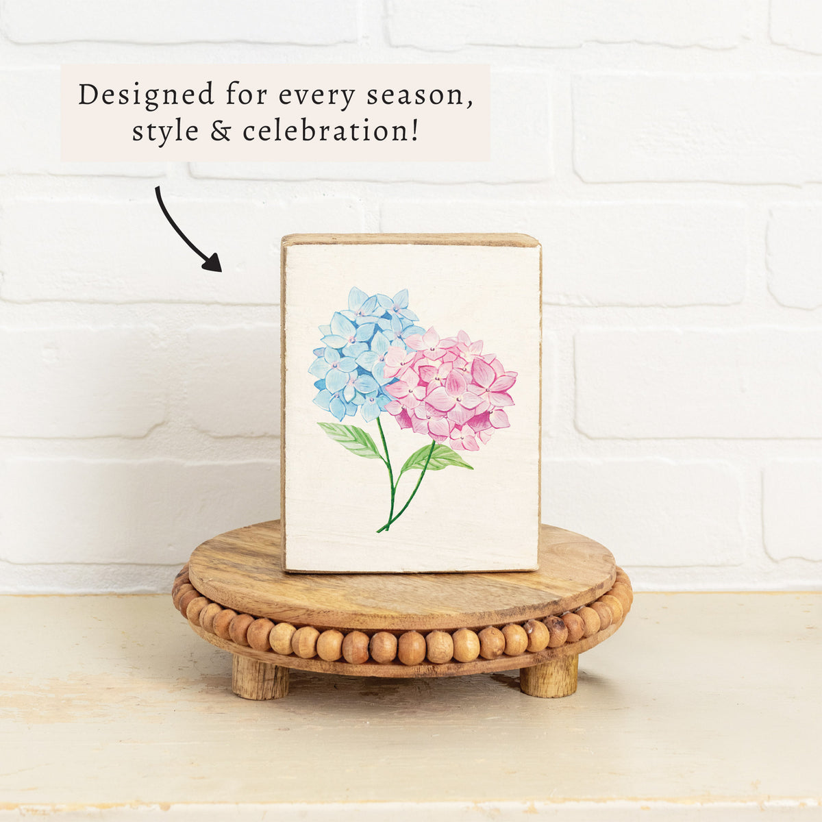 Pastel Hydrangea Block Sign