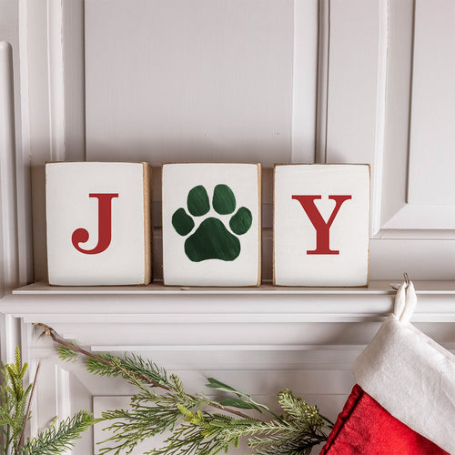Joy Paw Print Decorative Block Bundle