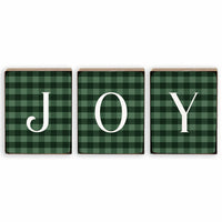 Joy Green Plaid Decorative Block Bundle