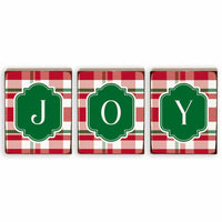 Joy Holiday Plaid Decorative Block Bundle