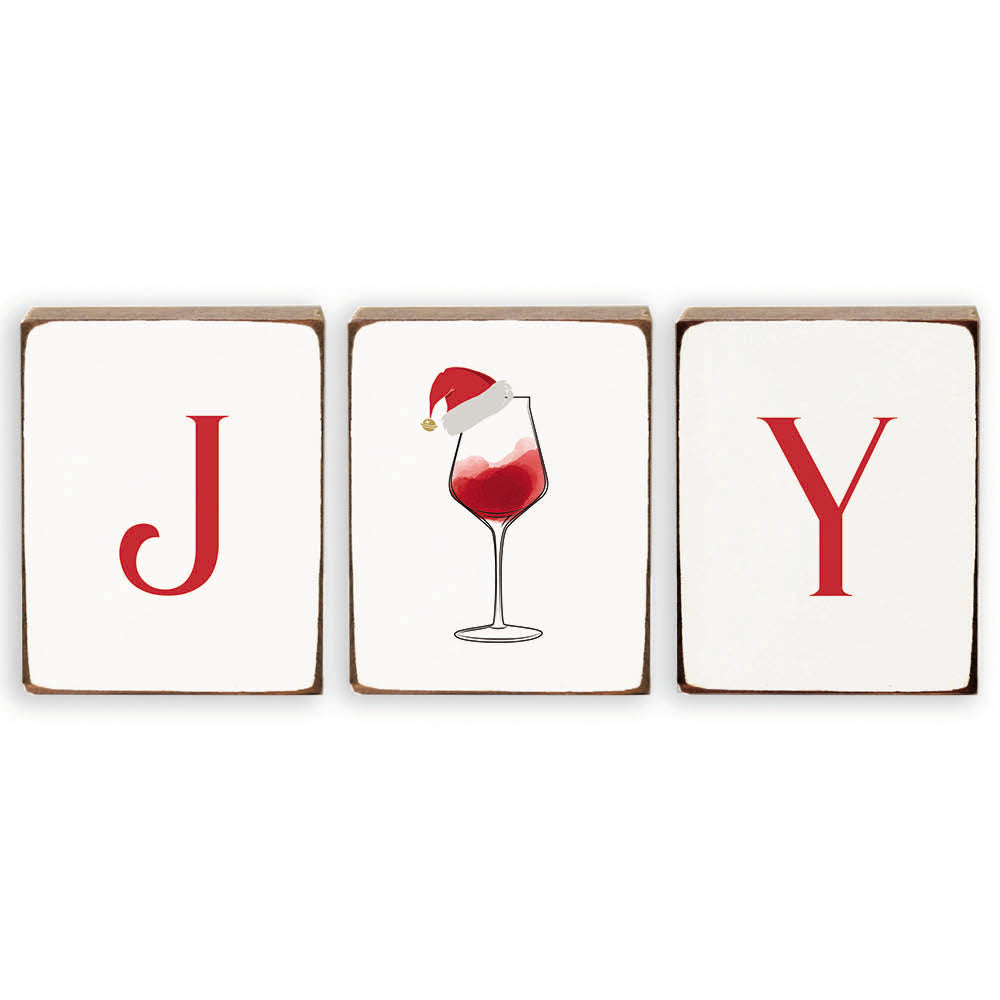 Joy Santa Wine Decorative Block Bundle