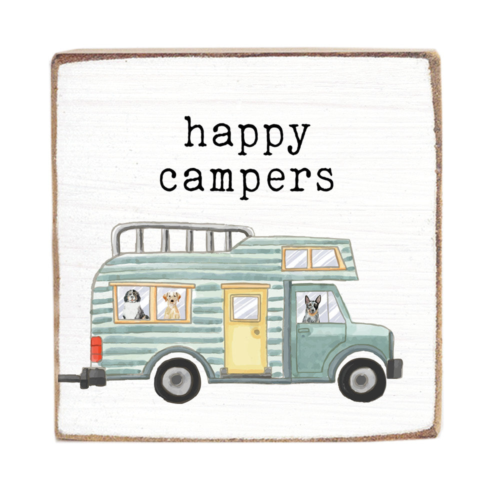 Happy Campers Square Block Sign