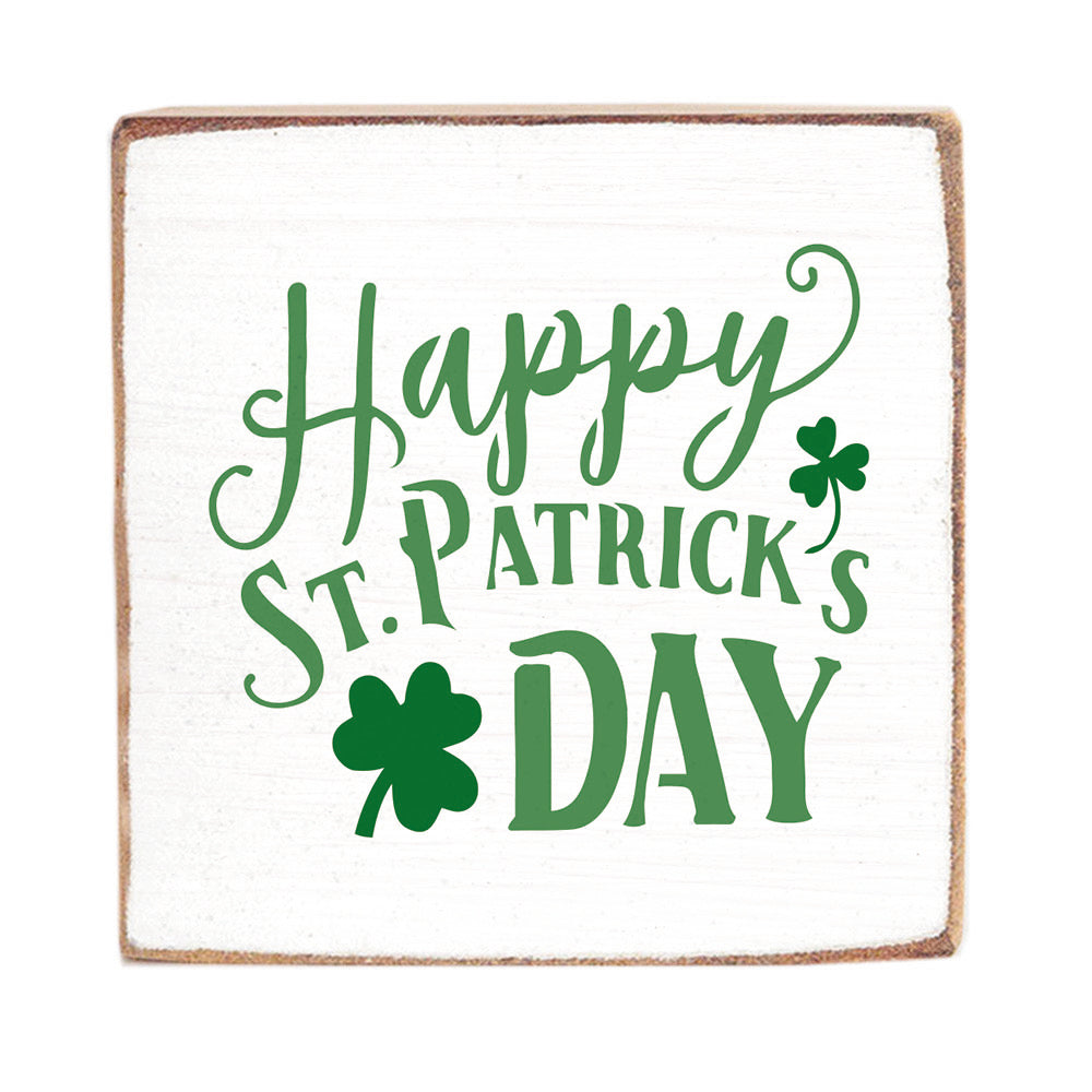 Happy St. Patrick's Day Decorative Square Block Sign