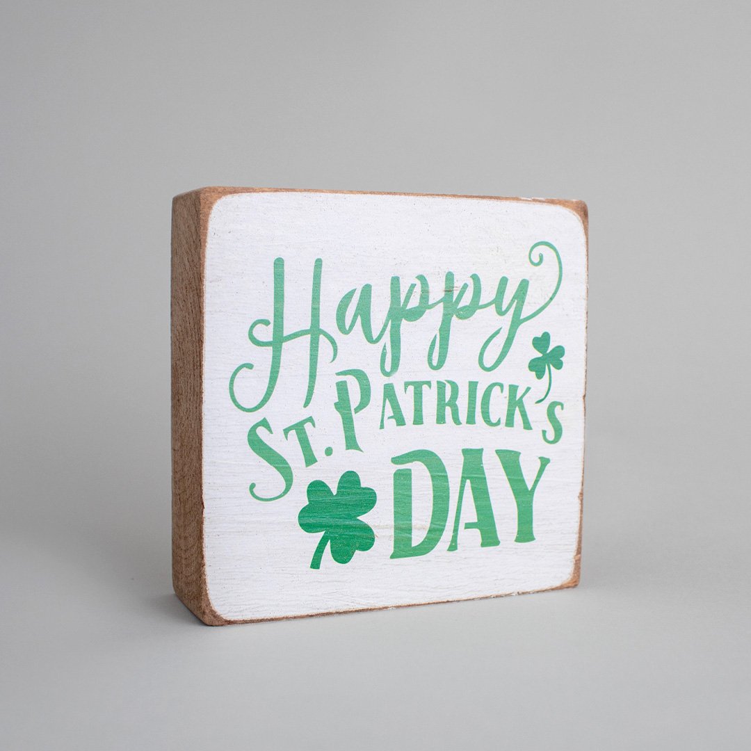 Happy St. Patrick's Day Decorative Square Block Sign