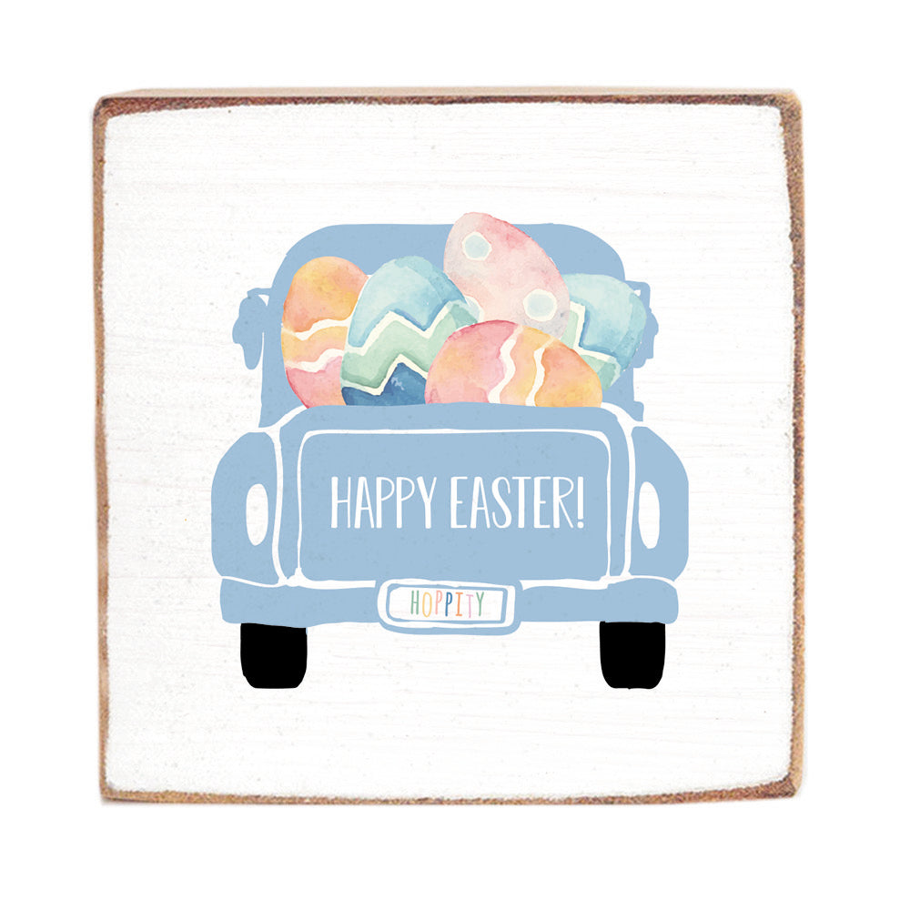 Easter Truck Decorative Square Block Sign