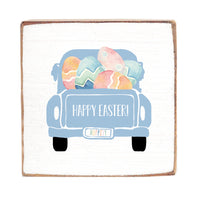 Easter Truck Decorative Square Block Sign