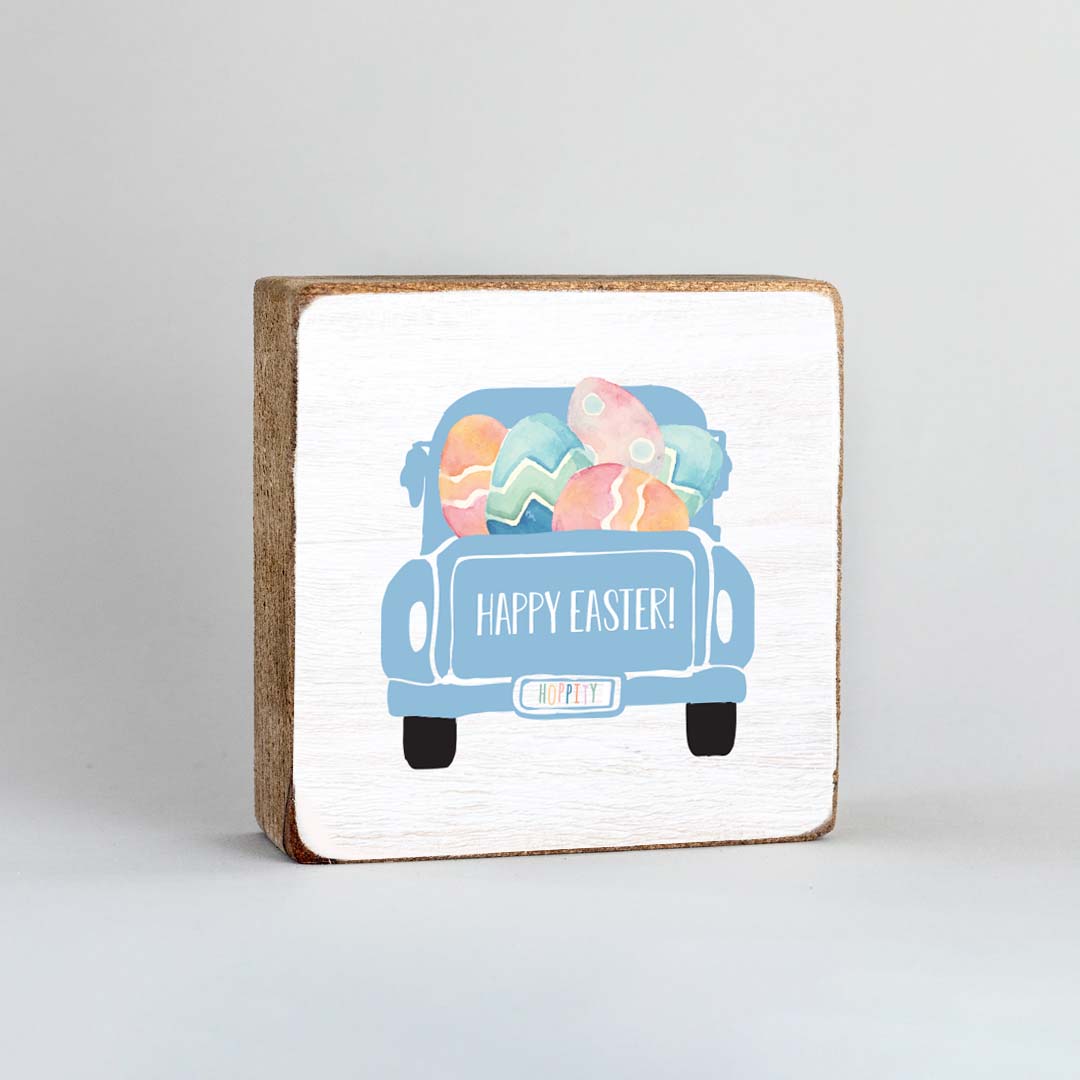 Easter Truck Decorative Square Block Sign