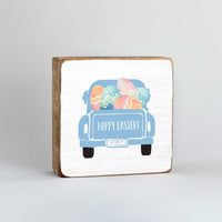 Easter Truck Decorative Square Block Sign