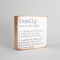 Family Definition Block Sign