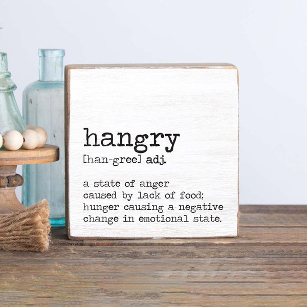 Hangry Definition Wood Block