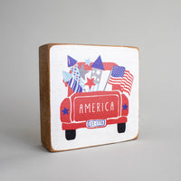 Patriotic Truck Wood Block