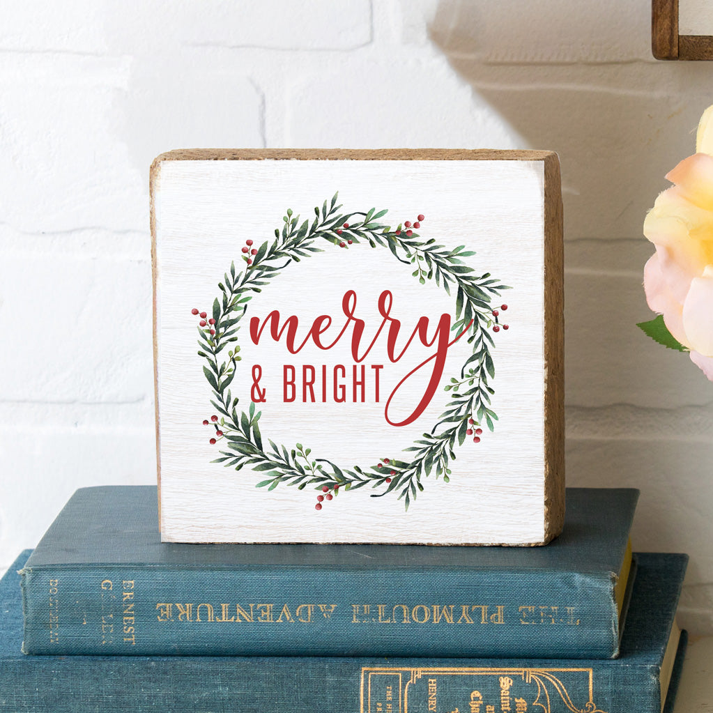 Merry And Bright Block Sign