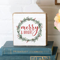 Merry And Bright Block Sign