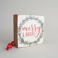 Merry And Bright Block Sign