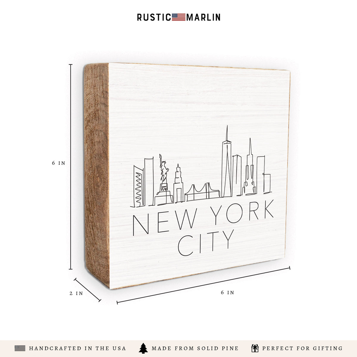 New York Line Art Block Sign