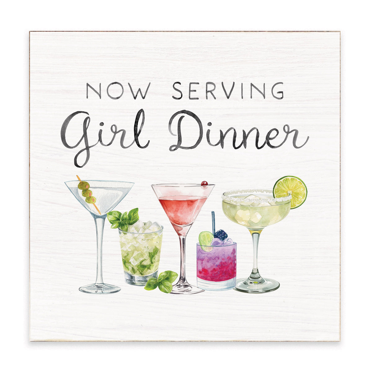 Now Serving Girl Dinner Block Sign