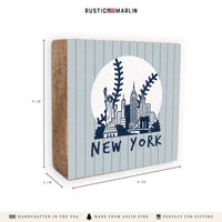 New York Skyline Baseball Wooden Block