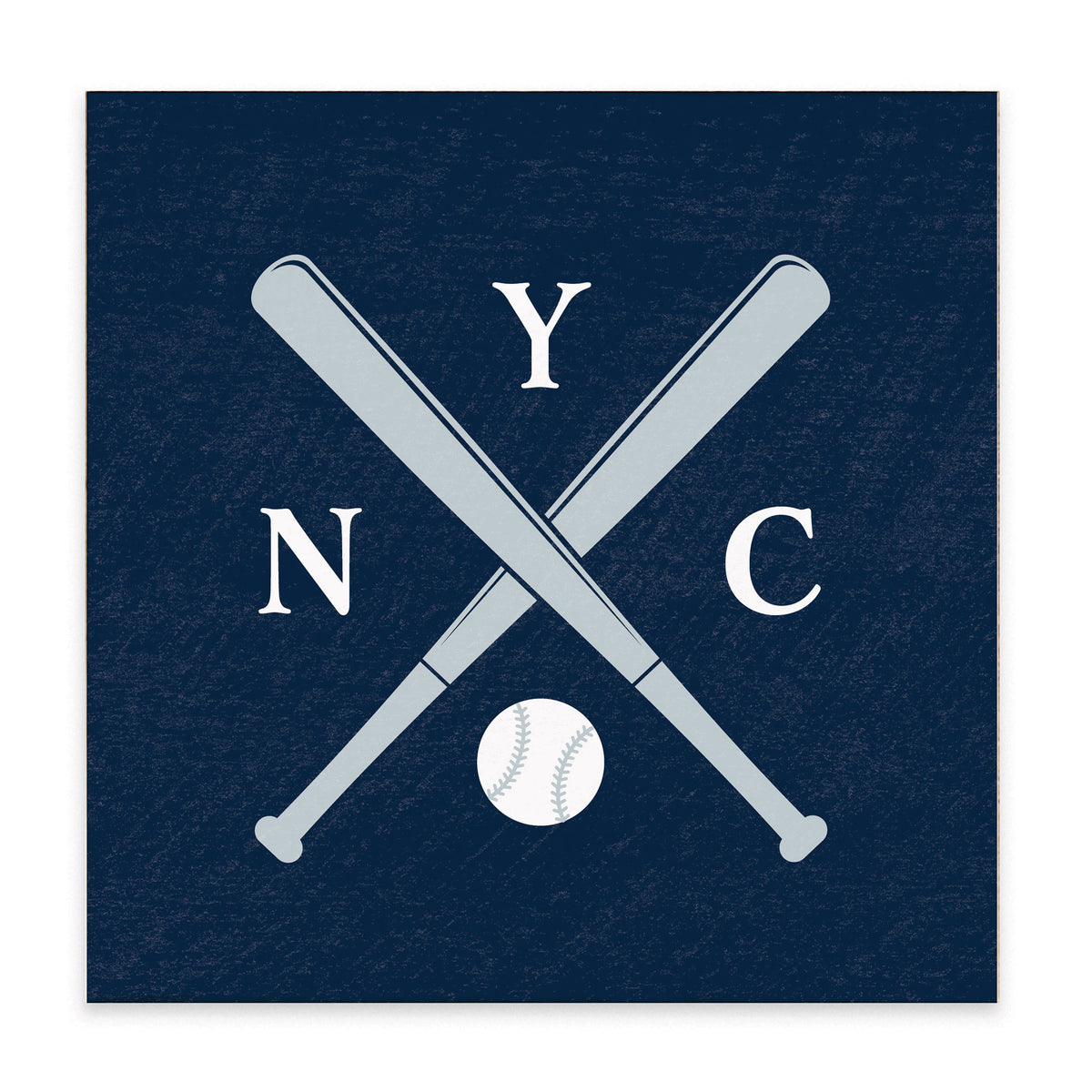 New York Crossed Bats Baseball Block Sign