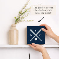 New York Crossed Bats Baseball Block Sign