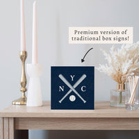 New York Crossed Bats Baseball Block Sign
