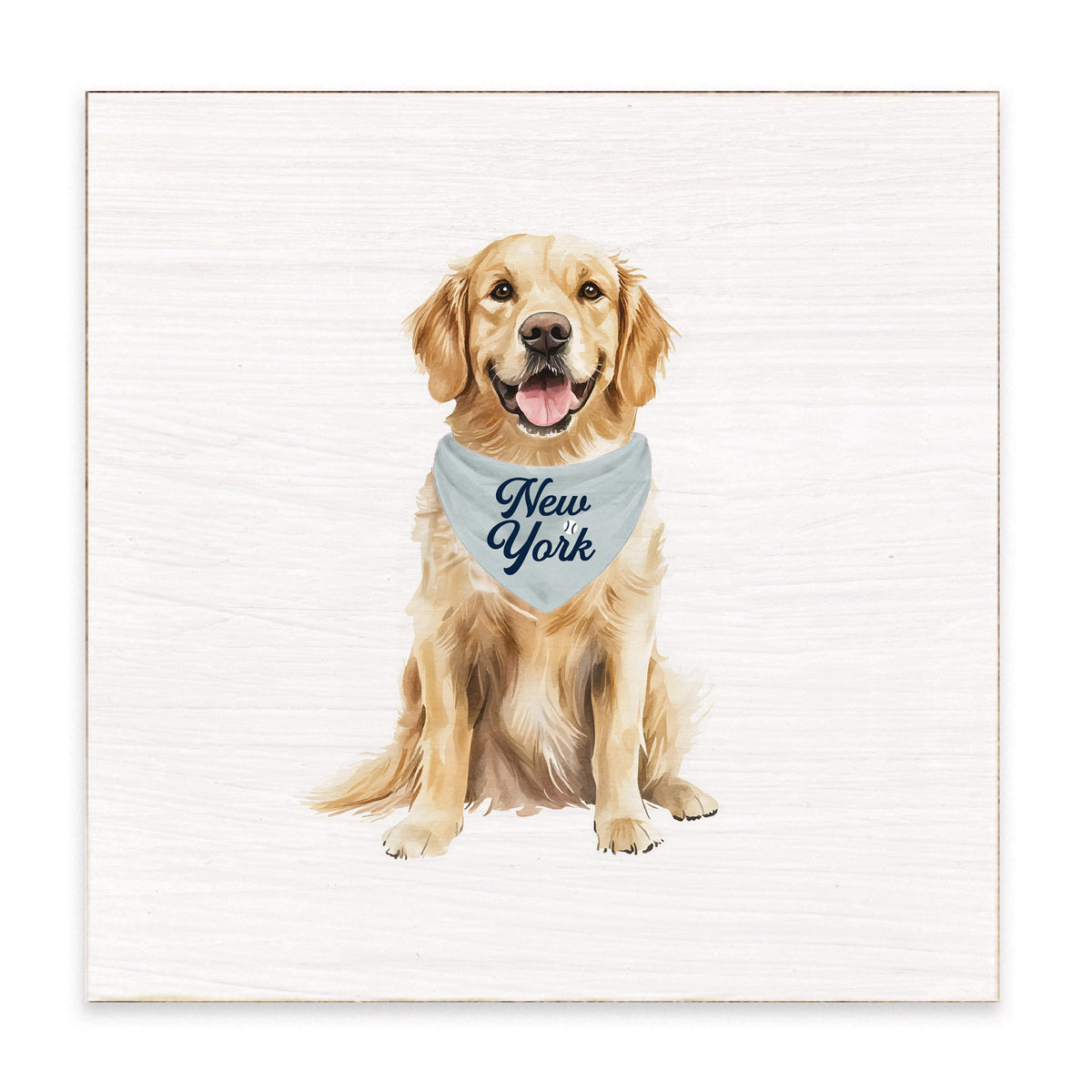 New York Baseball Dog Wooden Block