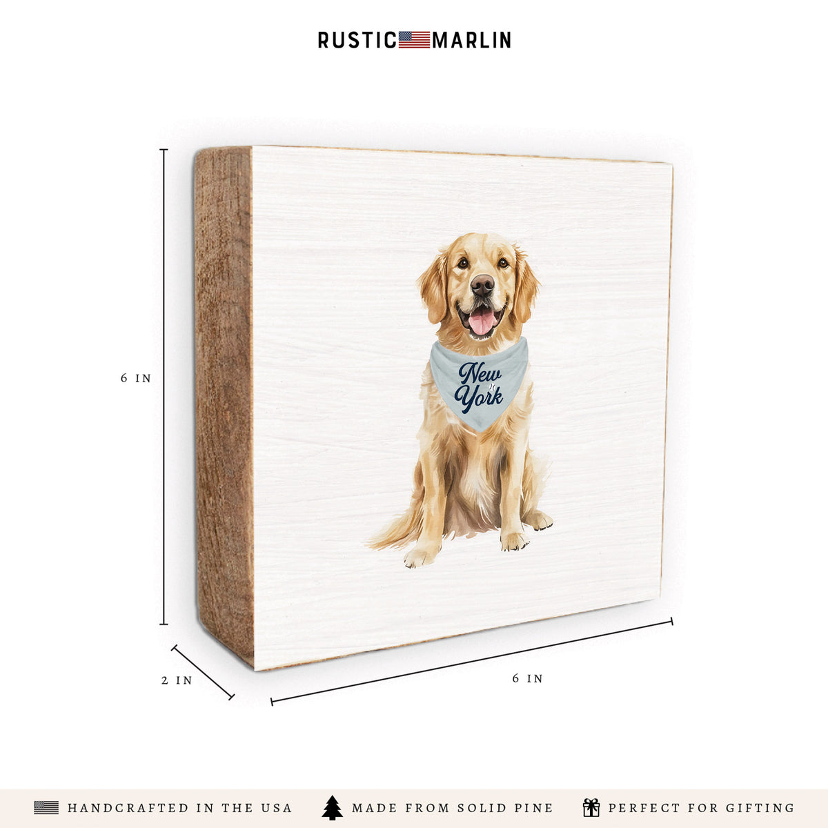 New York Baseball Dog Wooden Block