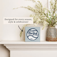 New York Baseball Ball Wooden Block