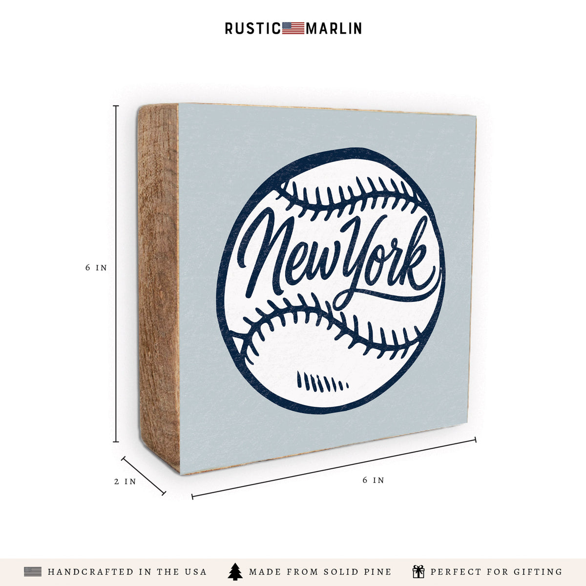 New York Baseball Ball Wooden Block