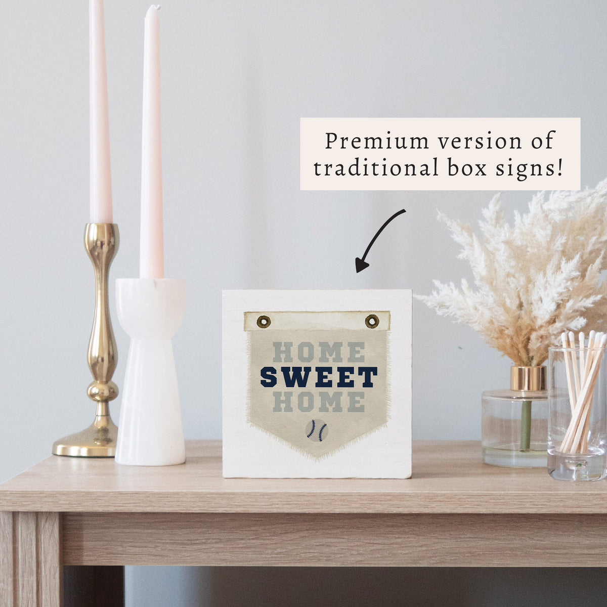 Baseball Home Sweet Blue Block Sign