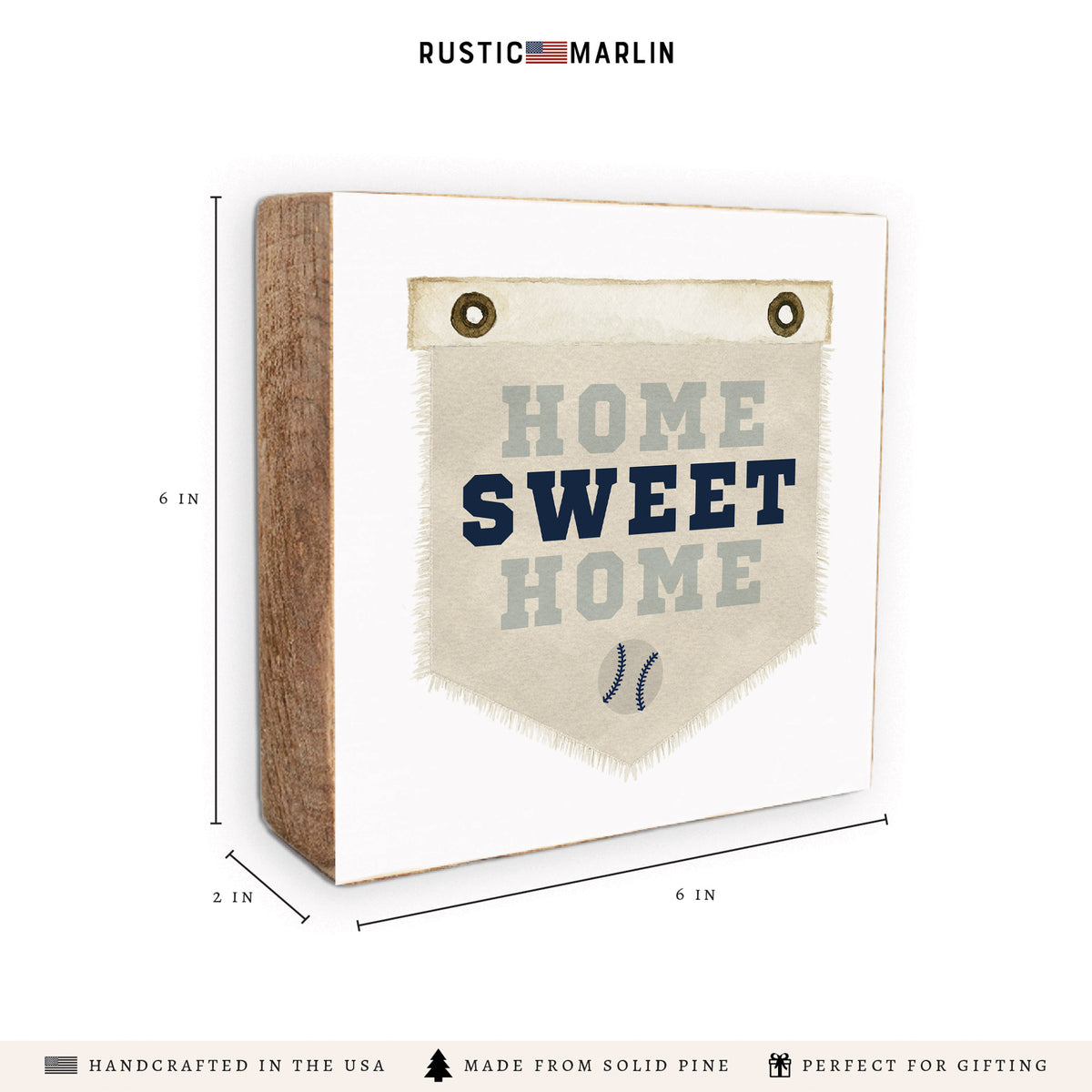 Baseball Home Sweet Blue Block Sign