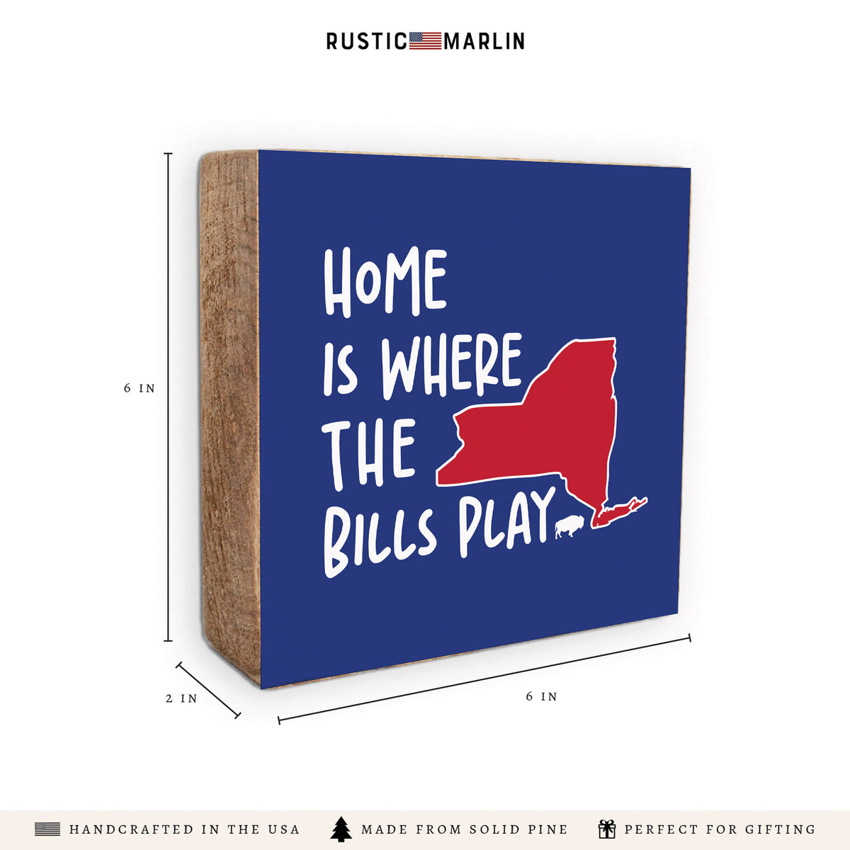 Home Is Where Bills Play New York Block Sign | Wood Decor
