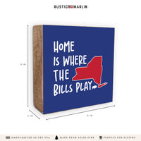 Home Is Where Bills Play New York Block Sign | Wood Decor
