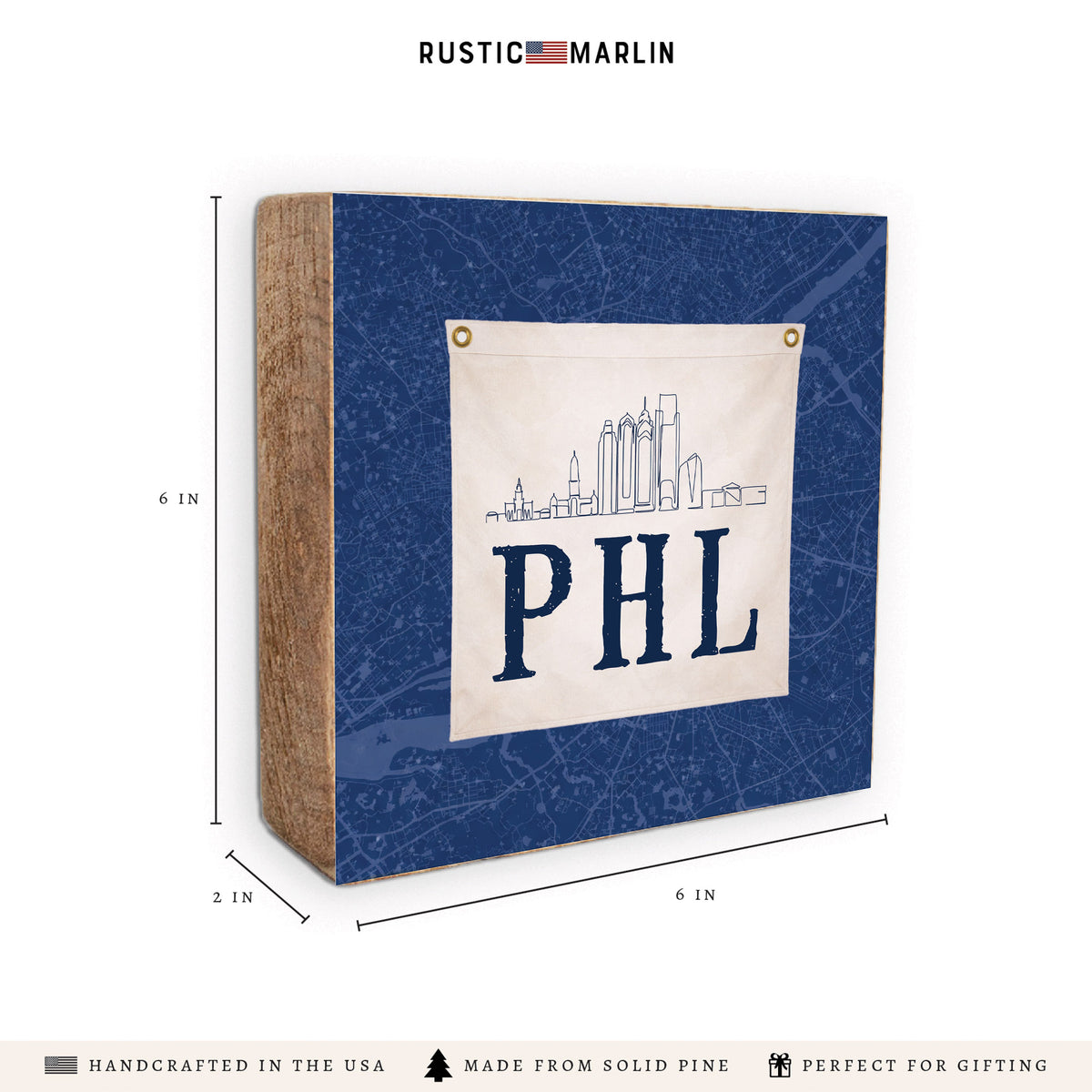 Philadelphia Phl Skyline Block Sign