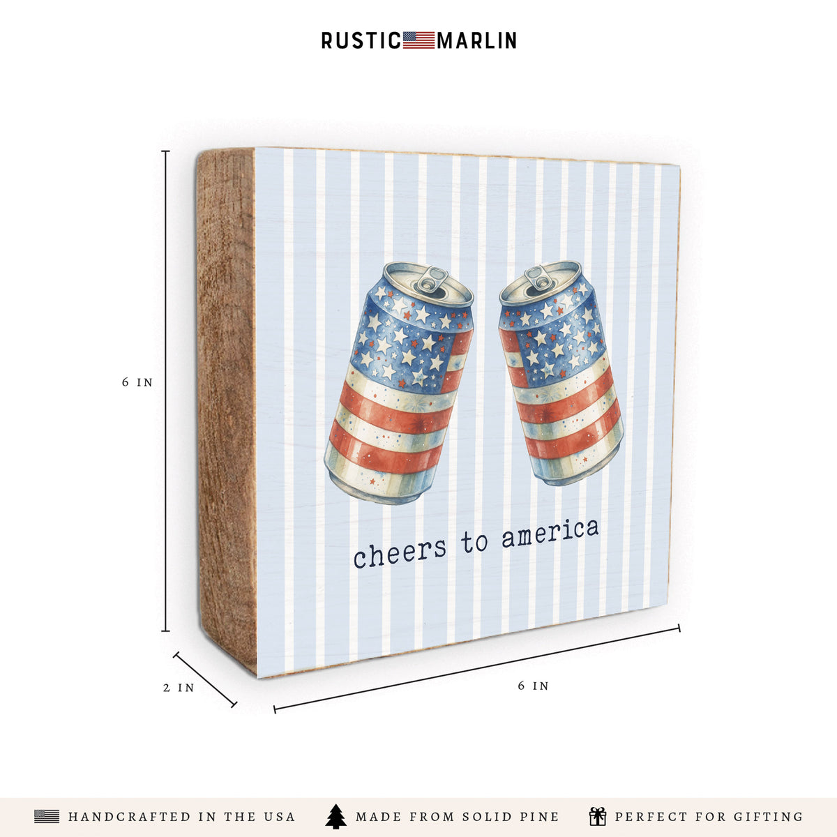 American Flag Beer Cans Block Sign