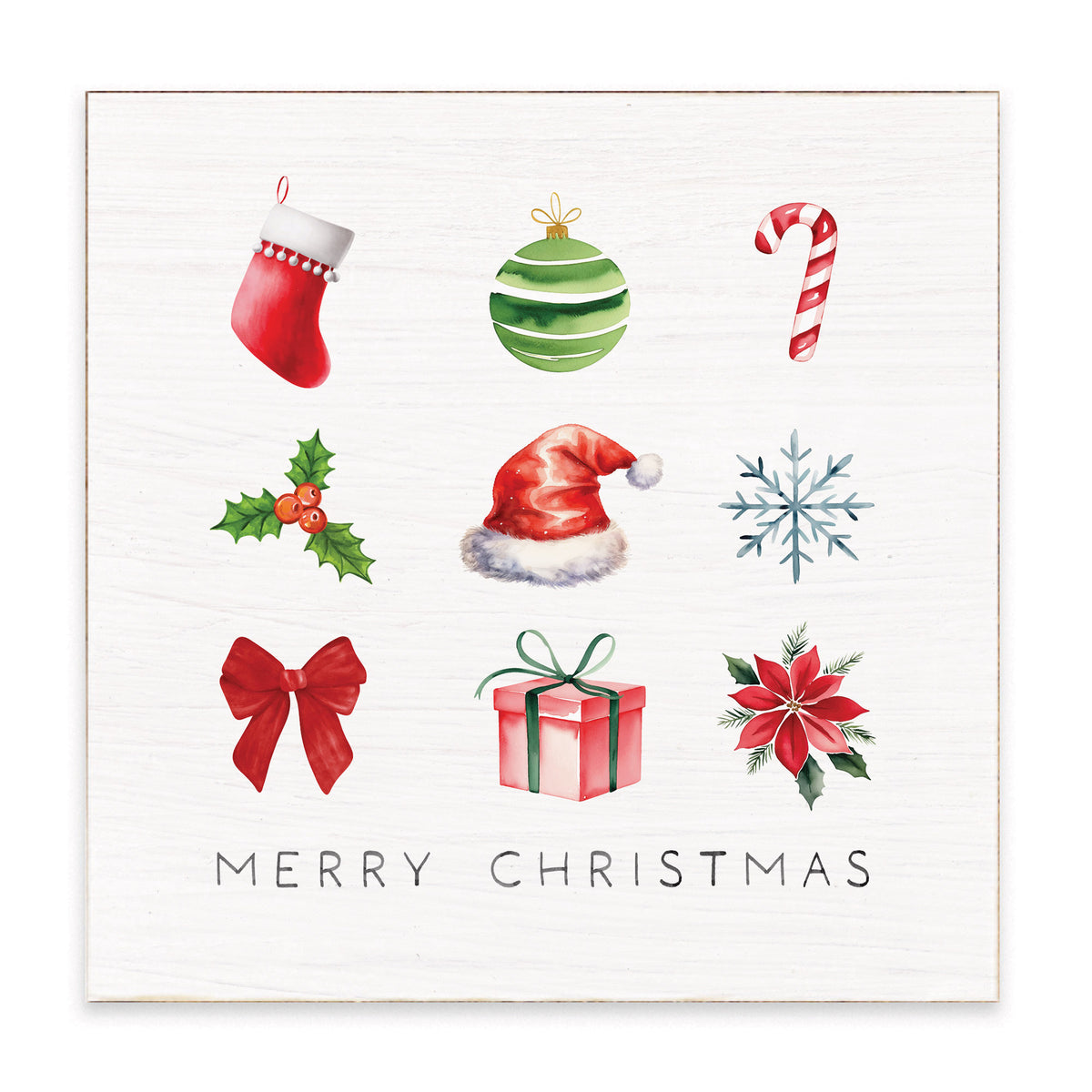 Merry Christmas Icons Block Sign
