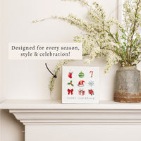 Merry Christmas Icons Block Sign