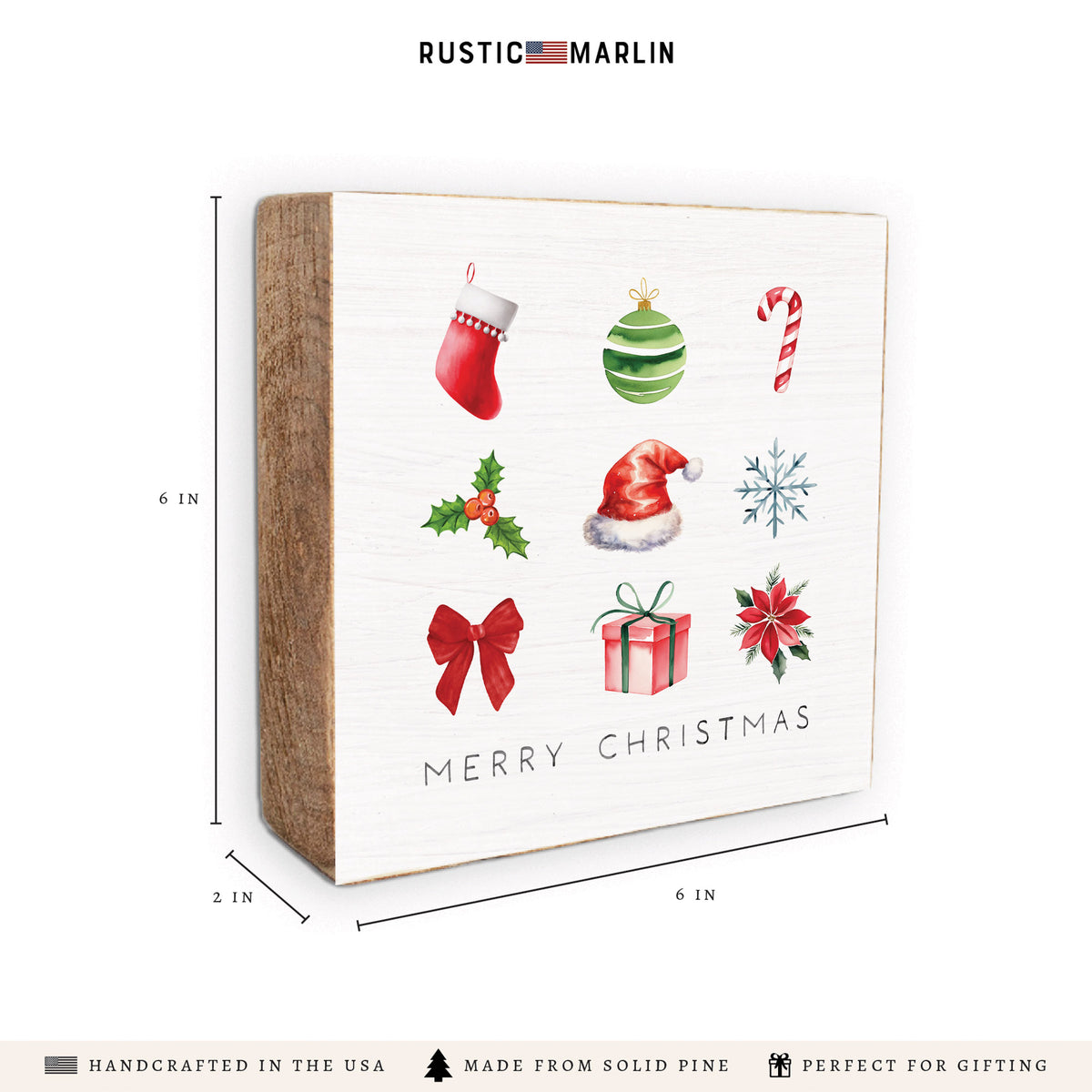Merry Christmas Icons Block Sign